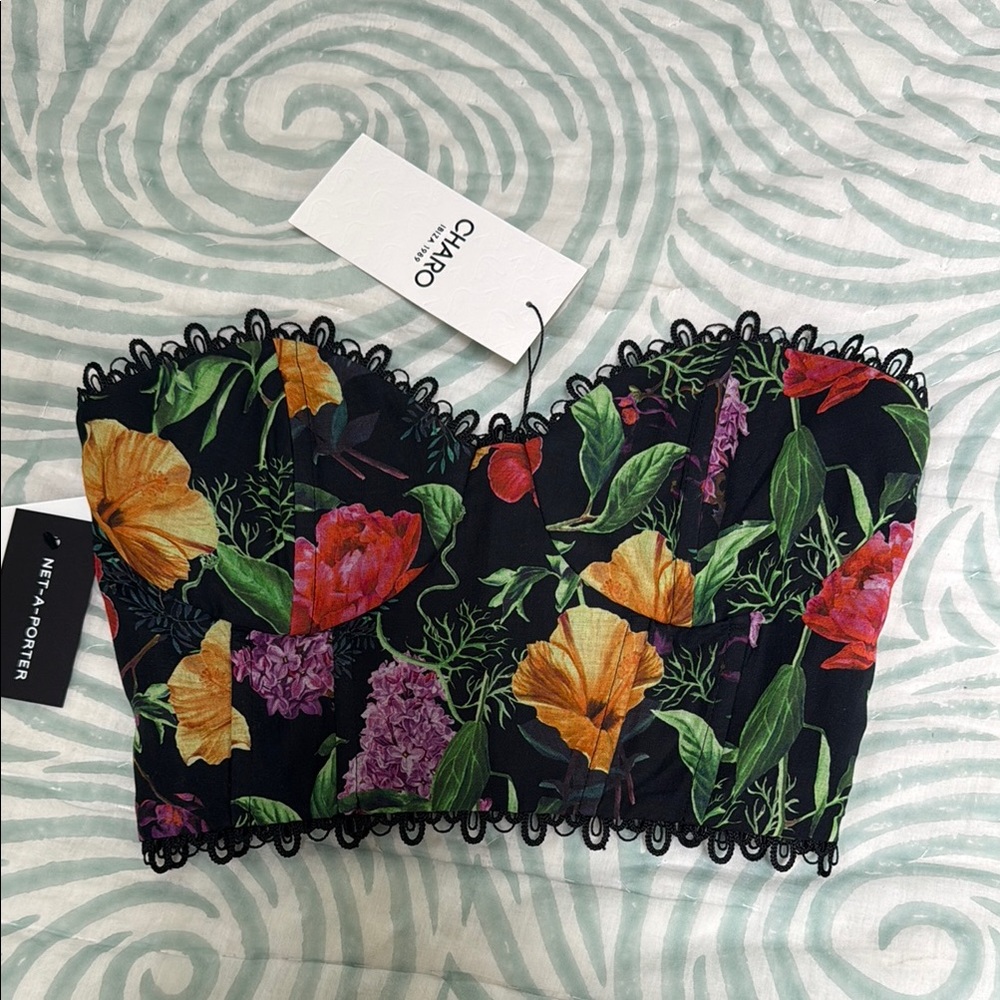 Charo Ruiz Black Floral Crop Top